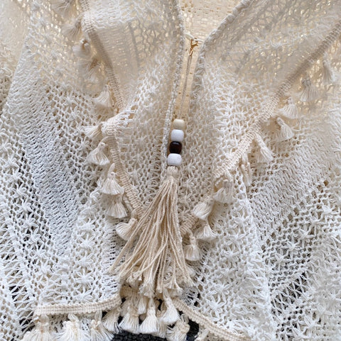 Sweetie Apricot Fringed Hollowed Knitwear