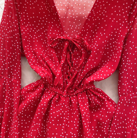 Sweetie Dot Printed Wide-leg Rompers