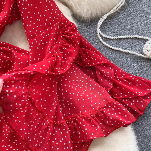 Sweetie Dot Printed Wide-leg Rompers