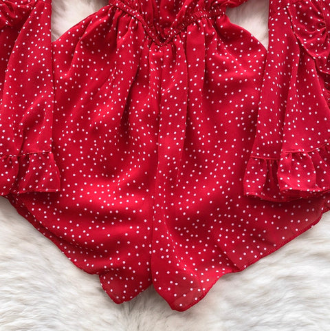 Sweetie Dot Printed Wide-leg Rompers