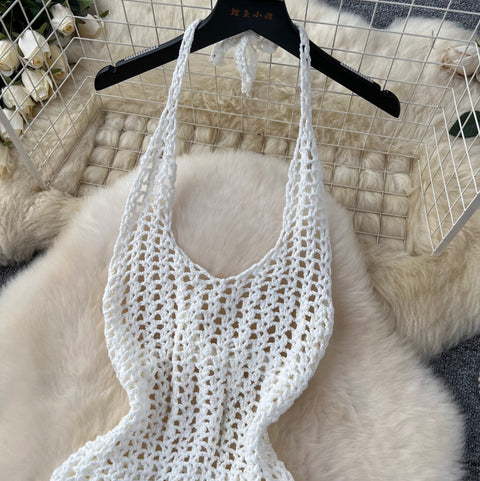 Sexy Hollowed Fringed Knit Dress