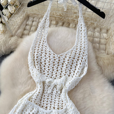 Sexy Hollowed Fringed Knit Dress