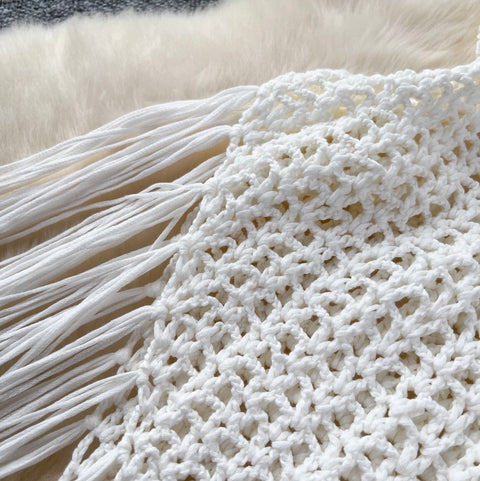 Sexy Hollowed Fringed Knit Dress