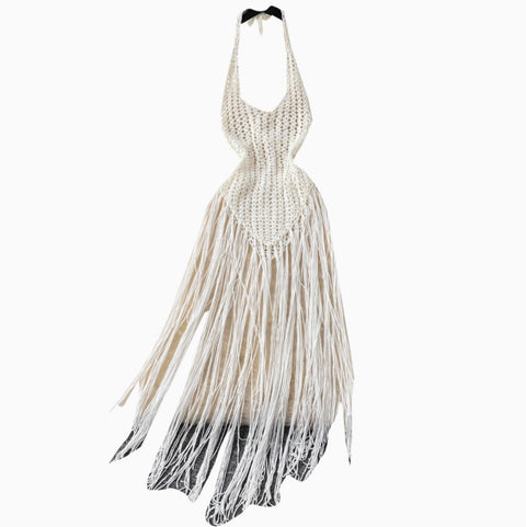 Sexy Hollowed Fringed Knit Dress