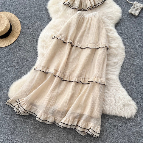 Ruffled Camisole & Skirt Elegant 2Pcs