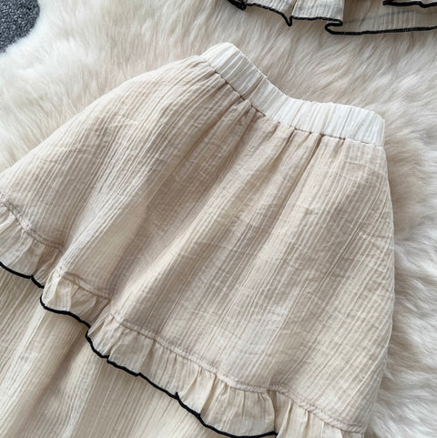 Ruffled Camisole & Skirt Elegant 2Pcs