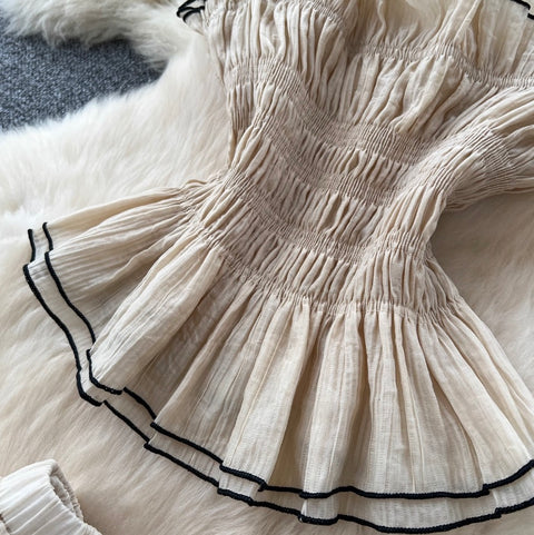 Ruffled Camisole & Skirt Elegant 2Pcs