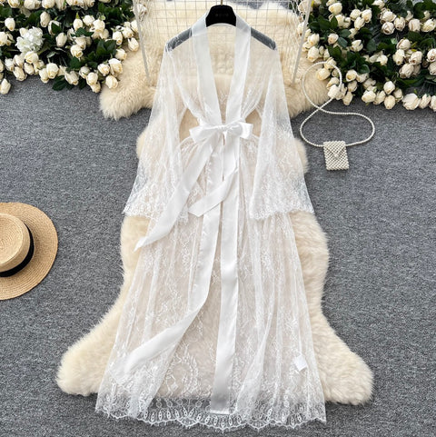 Flared Sleeve Thin Lace Nightgown