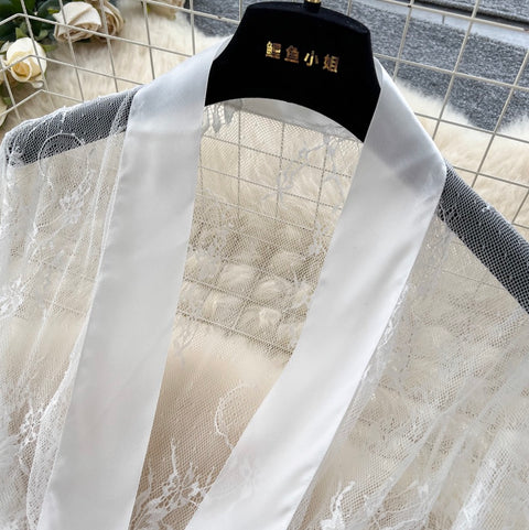 Flared Sleeve Thin Lace Nightgown