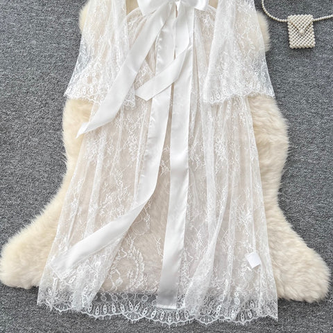 Flared Sleeve Thin Lace Nightgown