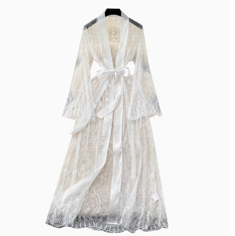 Flared Sleeve Thin Lace Nightgown