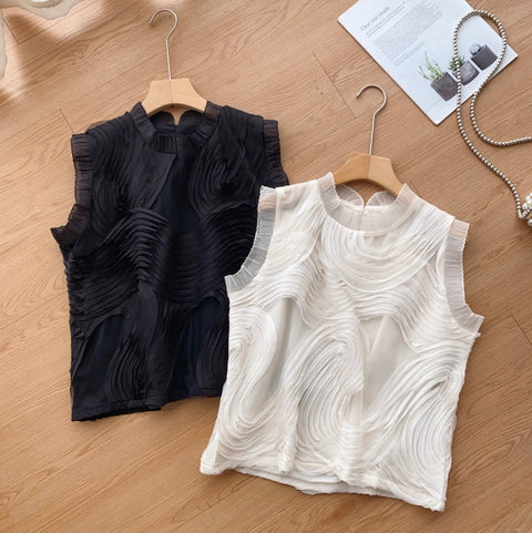 Sweetie Round Collar Ruffled Top