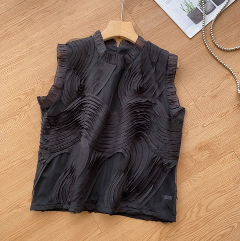 Sweetie Round Collar Ruffled Top