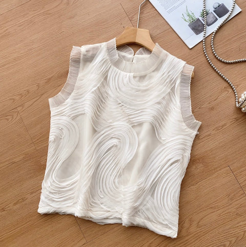 Sweetie Round Collar Ruffled Top