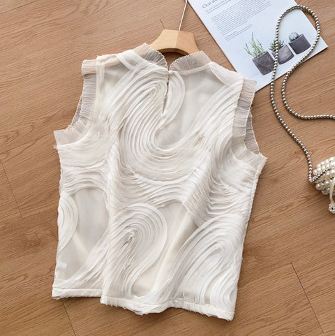 Sweetie Round Collar Ruffled Top