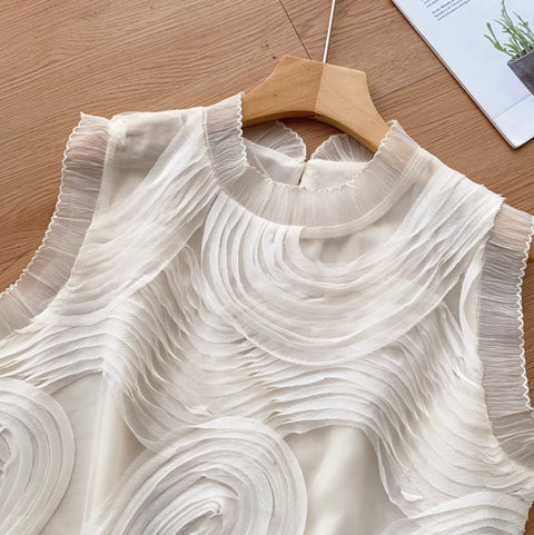 Sweetie Round Collar Ruffled Top