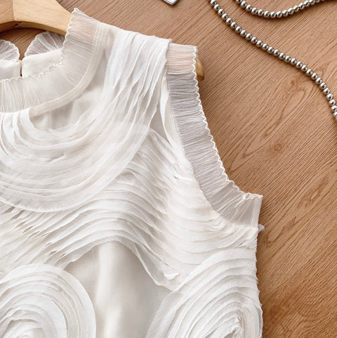 Sweetie Round Collar Ruffled Top