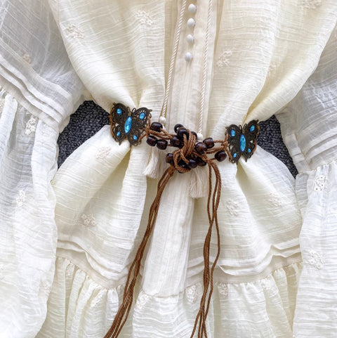 Courtly Embroidered Ruffled Apricot Dress