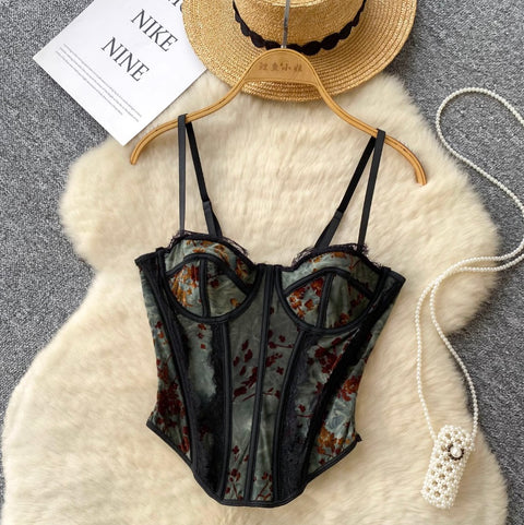 Chic Black Mesh Fishbone Camisole