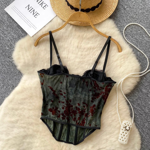 Chic Black Mesh Fishbone Camisole