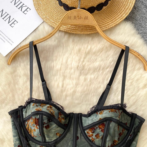 Chic Black Mesh Fishbone Camisole