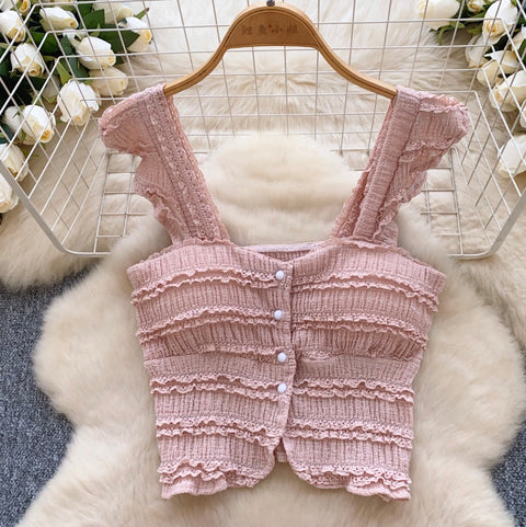 Chic Ruffled Camisole & Skirt 2Pcs