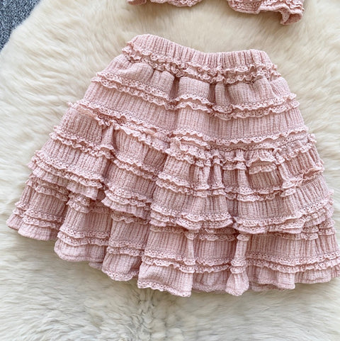 Chic Ruffled Camisole & Skirt 2Pcs