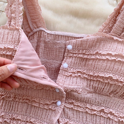 Chic Ruffled Camisole & Skirt 2Pcs