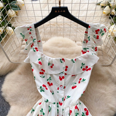 Sweetie Cherry Printed Shirt Dress