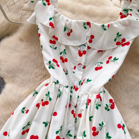 Sweetie Cherry Printed Shirt Dress