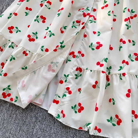 Sweetie Cherry Printed Shirt Dress
