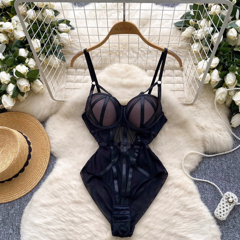 Sexy Padded Black Slip Jumpsuit