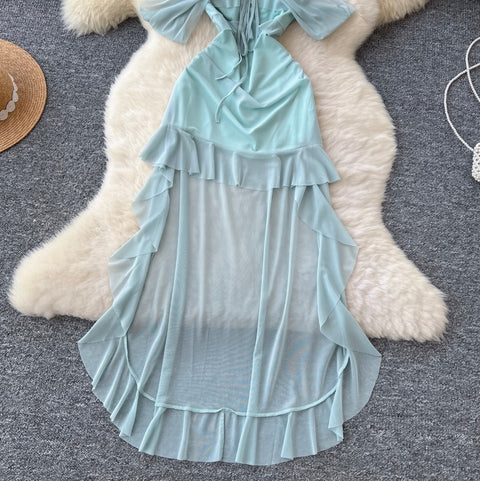 Irregular Design Patchwork Bustier Dress