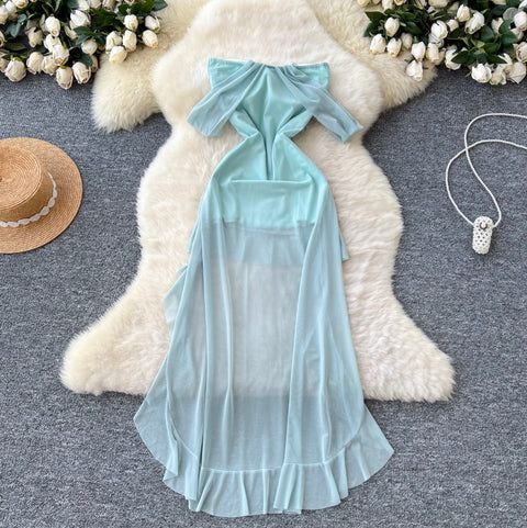 Irregular Design Patchwork Bustier Dress