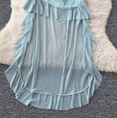 Irregular Design Patchwork Bustier Dress