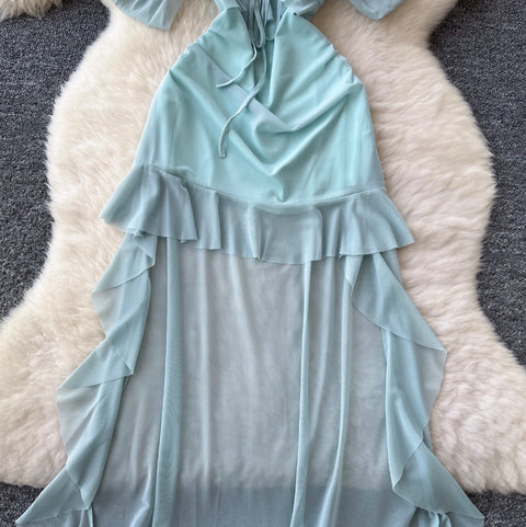 Irregular Design Patchwork Bustier Dress