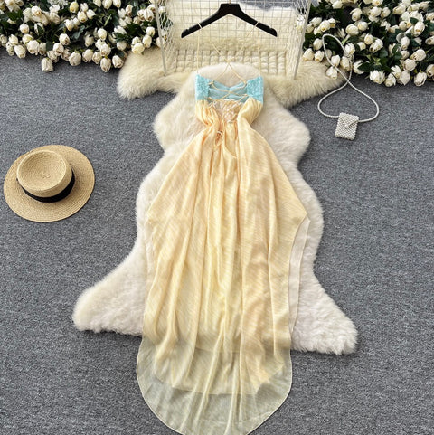 Niche Sequined Patchwork Slip Dress