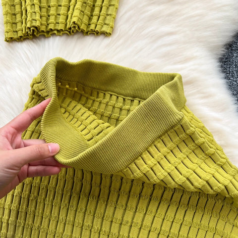 Plaid Knit Camisole & Skirt 2Pcs