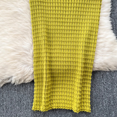 Plaid Knit Camisole & Skirt 2Pcs