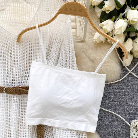 V-neck Hollowed Knitwear & Camisole 2Pcs