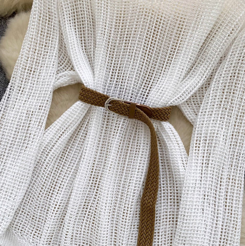 V-neck Hollowed Knitwear & Camisole 2Pcs
