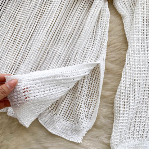 V-neck Hollowed Knitwear & Camisole 2Pcs