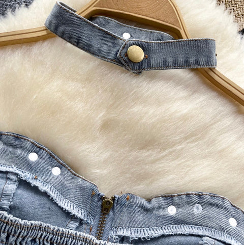 Chic Denim Tank Top with Choker