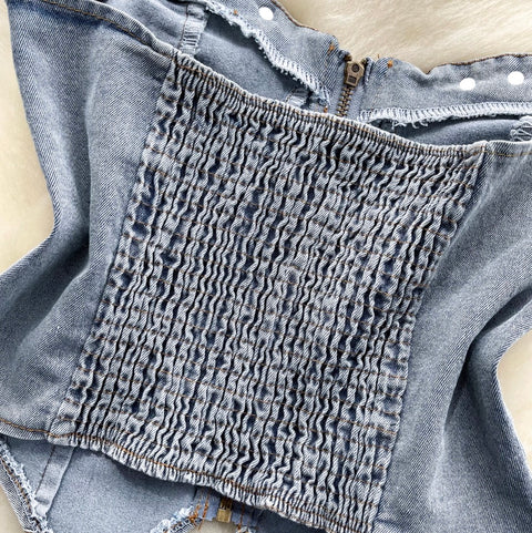 Chic Denim Tank Top with Choker