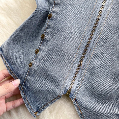 Chic Denim Tank Top with Choker