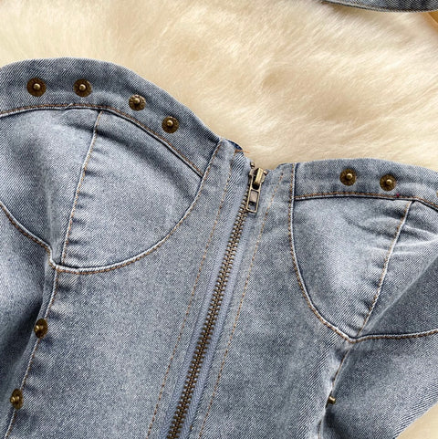 Chic Denim Tank Top with Choker