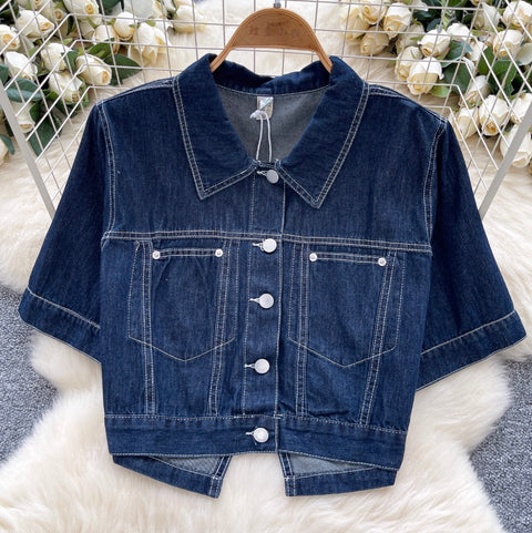 Casual Denim Shirt & A-line Skirt 2Pcs