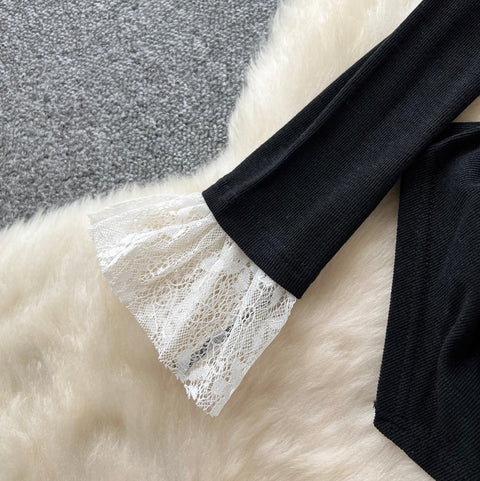 Off-shoulder Top & Mesh Skirt 2Pcs