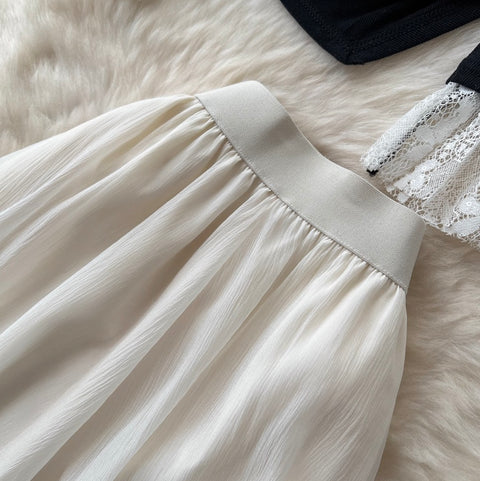 Off-shoulder Top & Mesh Skirt 2Pcs