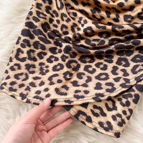 Leopard Printed Patchwork Slip Dress